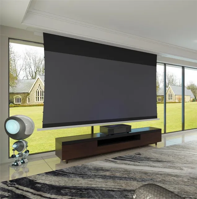 150'' In-Ceiling Recessed Projector Screen Motorized Ceiling Drop Down Projector Screen for AWOL Vision Aetherion Max Projector