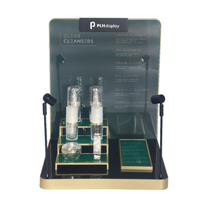 Tùy chỉnh cao cấp bước chăm sóc da sản phẩm hiển thị đứng với đèn sân khấu, có kim loại và Acrylic hiển thị mỹ phẩm đứng. - Product Image 2
