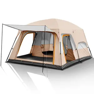 야외 캠핑 2 베드룸 및 1 거실 캠핑 방수 더블 레이어 휴대용 패밀리 빌딩 텐트