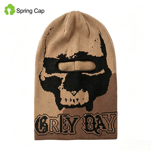 Cagoule de ski en <span class=keywords><strong>tricot</strong></span> jacquard personnalisable unie, cagoule d'hiver ouverte, mode - Product Image 4