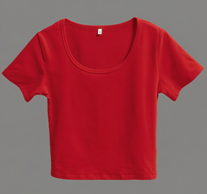 Top corto de cuello redondo de verano: un pequeño truco para la cintura pequeña, versátil para que los hotties muestren la <span class=keywords><strong>camiseta</strong></span> de piernas largas para mujer - Product Image 6