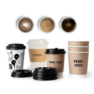 Takeaway özelleştirilmiş kapasite logo renk tek çift duvar kişiselleştirilmiş özelleştirilmiş kahve tek kullanımlık kağıt kapaklı kupa
