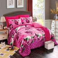 Ensembles de literie de luxe ensemble de housse de couette en flanelle de polyester imprimé draps et couette matelassée couvre-lit couverture couette