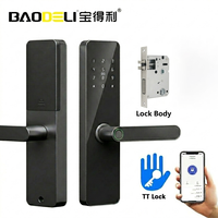 Serrure de porte intelligente en bois facile à installer avec déverrouillage par empreinte digitale, carte sans clé et mot de passe pour l'application cloud TTLOCK pour la location résidentielle
