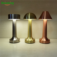 Lámpara de Mesa Inalámbrica con Barra LED Dorada, Recargable, Funciona con Batería, Luces con Control Táctil y Carga USB