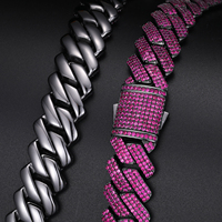 Bijoux hip hop personnalisés pour hommes 18mm 3 rangées de collier de rappeur en laiton plaqué noir Micro 5A CZ chaîne à maillons cubains glacés