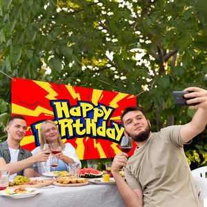 Striscione di <span class=keywords><strong>Compleanno</strong></span> con Fulmini Rossi e Gialli, Sfondo per Festa a Tema Fulmini, Decorazioni Murali Retrò per <span class=keywords><strong>Compleanno</strong></span> di Ragazzi - Product Image 6