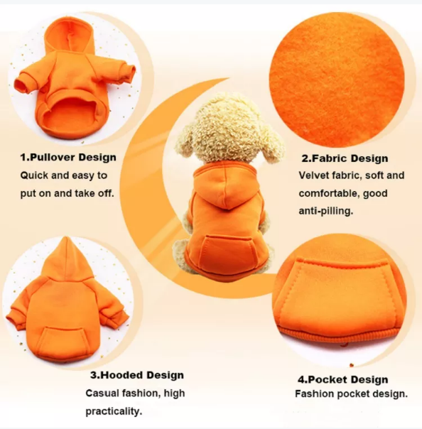 Casual Sporty Style Warm Puppy Dog Cloth Thickened Soft Solid Color Pet Hoodies