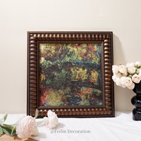 Peintures de paysages européens, fleurs, art mural vintage, cadre en bois, décoration murale de luxe pour mariage, toile, décoration intérieure