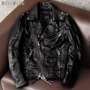 <span class=keywords><strong>Giacca</strong></span> da Moto in Vera <span class=keywords><strong>Pelle</strong></span> per <span class=keywords><strong>Uomo</strong></span> TONGYANG, Cappotto in <span class=keywords><strong>Pelle</strong></span> Bovina di Alta Qualità, Abbigliamento da Motociclista con Cerniera - Product Image 1