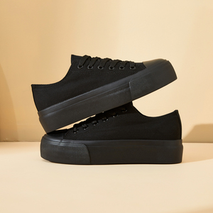 Toutes les dames noires blanches mode belles chaussures en toile bas top toile vulcanisée chaussures pour femmes - Product Image 4