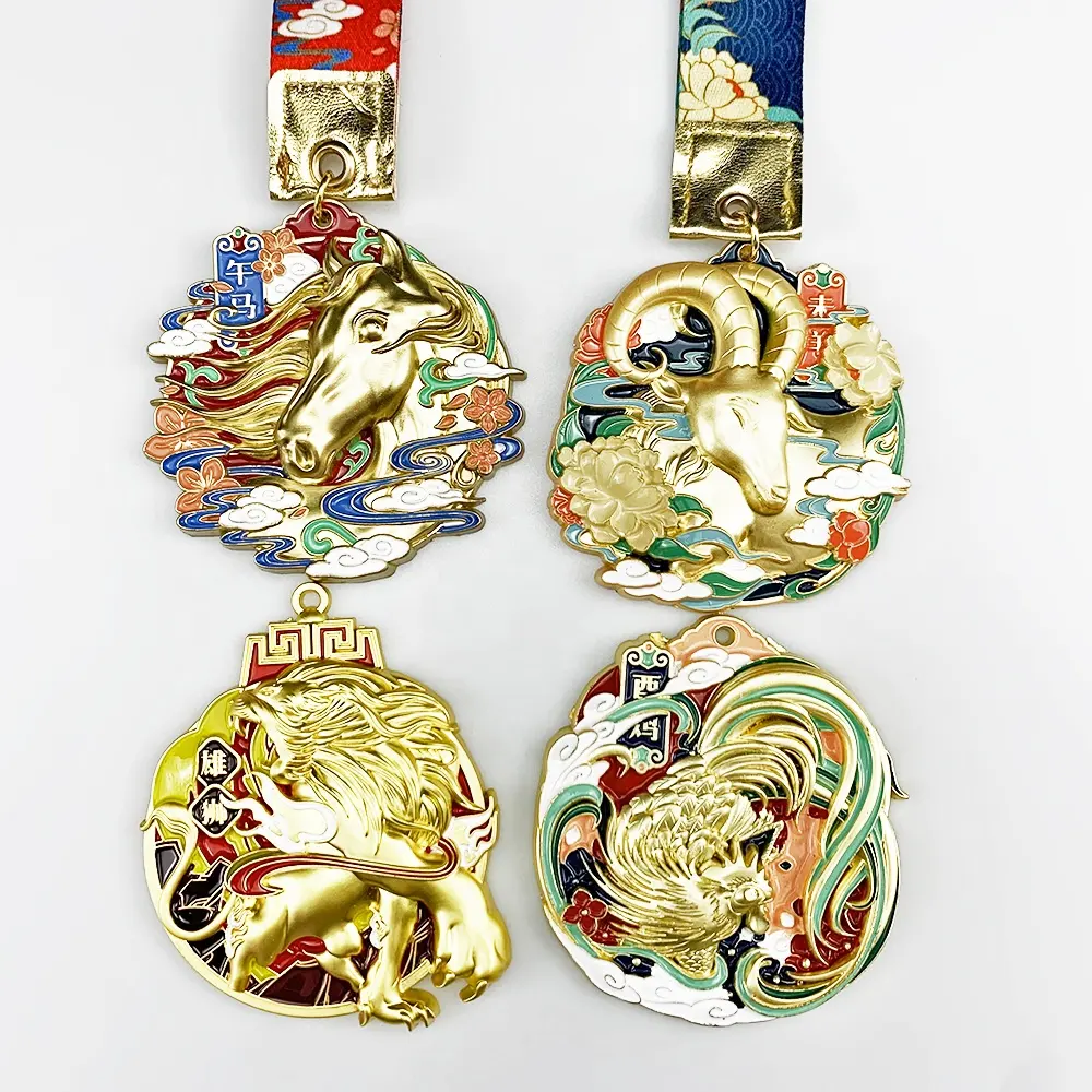 Signe du zodiaque chinois en 3D, médaille en métal or vif, pour événement sportif, prix incroyable