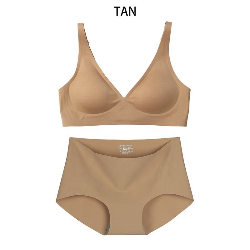 Wholesale Factory Push up Wire Free Ice Silk Sleep Jelly Bra and Brief Sets Padded Bralette Seamless Panties and Bras for Women