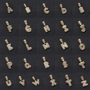 Colgante de latón con circonitas y letras del alfabeto de la A a la Z, chapado en oro, para la creación de joyas y collares. - Product Image 2