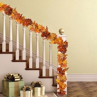 Guirlande artificielle en soie d'automne de 5.9 pieds feuille d'érable d'automne et guirlande suspendue de vigne pour Thanksgiving décor maison A509