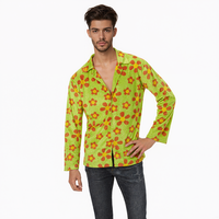 Chemise à manches longues en velours floral pour homme, imprimé coloré, haut pour fête, danse et spectacle sur scène