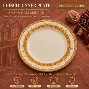 Assiette de service <span class=keywords><strong>en</strong></span> mélamine OEM ODM pour cantine, 10 pouces, pour hôtel, buffet, <span class=keywords><strong>jardin</strong></span>, fête, camping, résistante aux éclats, empilable sur plan de travail - Product Image 1