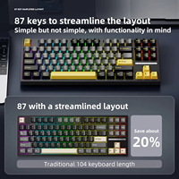 Clavier de jeu mécanique programmable LEAVEN K88 RGB à 87 touches, échange à chaud, plug-and-play, trois modes, Type-C, clavier sans fil 2,4 GHz
