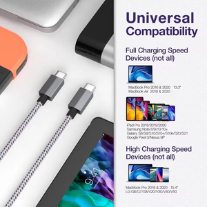 Cable <span class=keywords><strong>de</strong></span> Carga Rápida USB-C a USB-C ULT-unite <span class=keywords><strong>de</strong></span> 60W, Cable Trenzado Premium Personalizado <span class=keywords><strong>de</strong></span> 60W PD, 1.8m 6.6 pies, C a C - Product Image 2