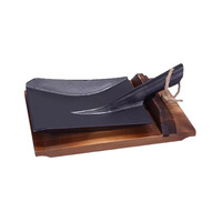 Poêle en fonte style ferme, irrégulière et créative, à bord plat, antiadhésive, pour plats spéciaux Teppanyaki, avec base en bois