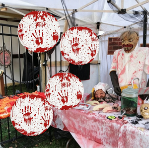 Nouvelle Lanterne en Papier Rouge à Motif de Traces de Mains pour Halloween, Modèle D74, pour l'Aménagement d'Ambiance de Fête, Fournitures d'Artisanat DIY - Product Image 4