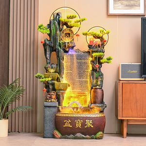 Fuente de agua estilo del sudeste asiático con rocalla, luz y agua que fluye para la sala de estar, entrada, oficina, decoración Feng Shui - Product Image 2
