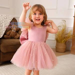 HP Baby Girls <b>First</b> <b>Birthday</b> Princess <b>Dress</b> Pink Flutter Sleeve Tulle Tutu Party Gown Toddler Stage Performance Ceremony Costume - Product Image 1
