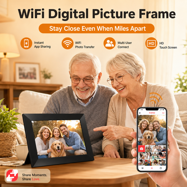 Factory 10.1 Inch WiFi Digital Picture Frame 16GB Storage Smart Photo Frame for Home Decor Holiday Gift