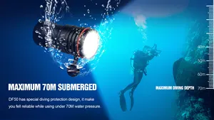 Trúfire lanterna submersível df50, luz submersível para mergulho subaquática 70m, lanterna de mergulho, bateria recarregável embutida