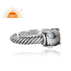 Attractive Dendrite Gemstone Ring Pure Indian 925 Sterling Silver <b>Adjustable</b> Band Ring Jewelry Manufacturer - Product Image 3
