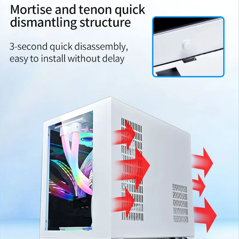Lovingcool 2024 New Design Mid Tower M-ATX ITX PC Case RGB Gaming Desktop Computer Cabinet For Wholesale