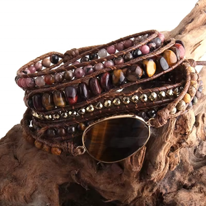 <span class=keywords><strong>Bracelet</strong></span> Bohème Tressé à 5 Brins avec Pierres Naturelles Mixtes et Breloques – Cadeau Idéal pour Femme - Product Image 5