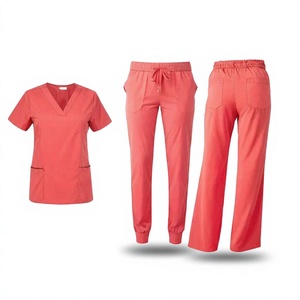 Women <b>Scrub</b> Set V Neck Woven Eco-Friendly Medical Uniform <b>Jogger</b> Pants Hospital Workwear Custom Logo - Product Image 1