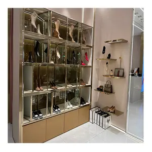 Boutique-Damenbekleidungs-Vorführregal aus Edelstahl Metall-Led-Licht-Kleidungsgeschäfts-Vorführregale