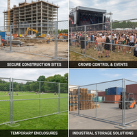 Panneaux de clôture temporaire à maillons de chaîne USA, clôture de sécurité amovible pour chantier, barrière de sécurité portable pour extérieur