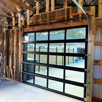 Porte de garage sectionnelle en aluminium et verre, transparente, à vue complète, pliable, pour cour et entrée commerciale