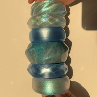 Asymétrique Rond Carré Résine Manchette Bracelet Tendance Minimaliste Bleu Série Bracelet Chunky Bijoux Accessoire pour Femmes