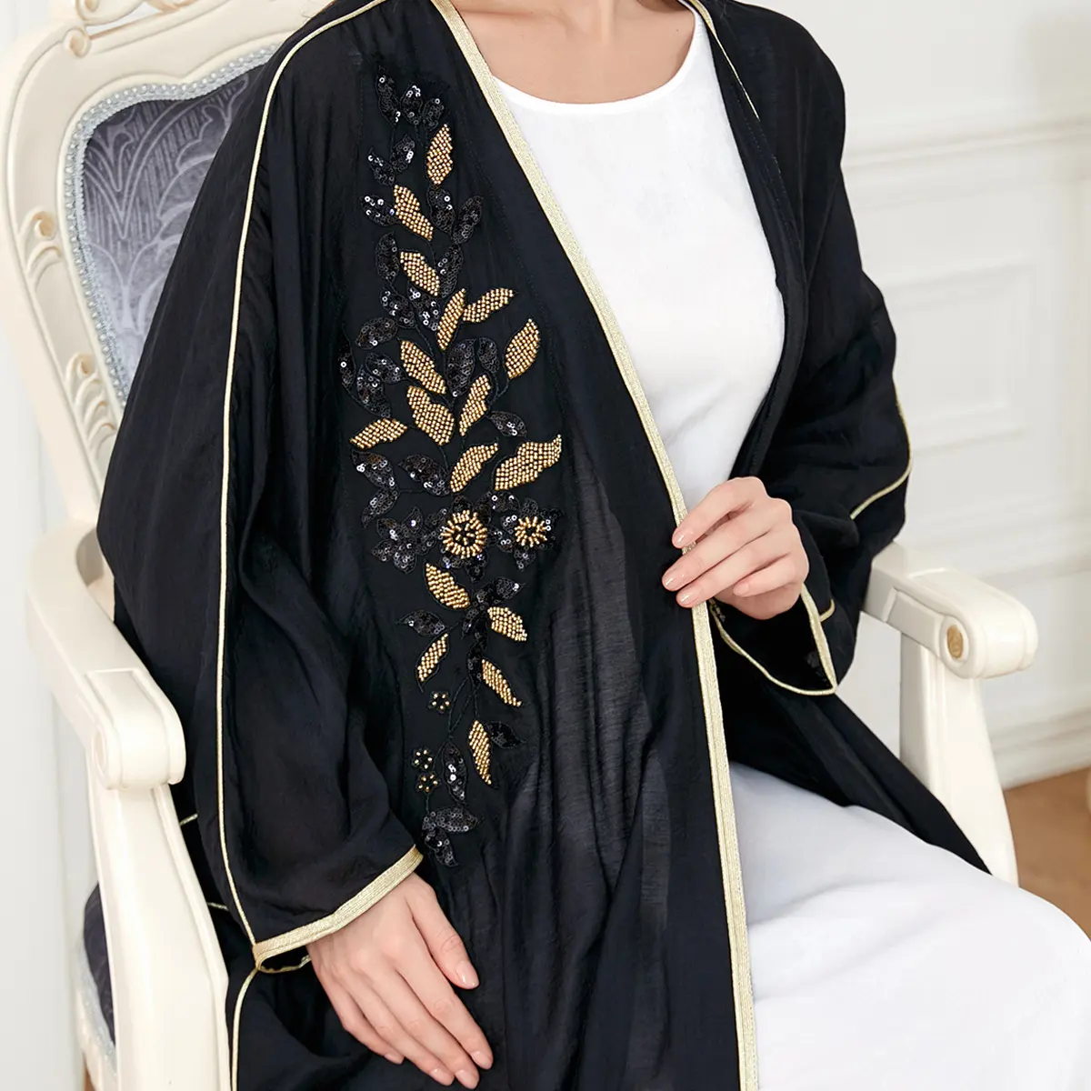 2024 abiti musulmani mediorientali Abaya abiti da donna Dubai Kaftan manica lunga islamica Abaya