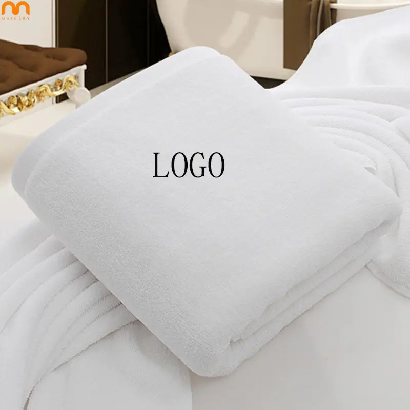 Factory Custom Logo Customized Size Sport Bath Spa Hotel Spa White 100%Cotton Towel