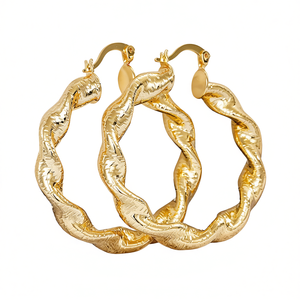 Orecchini a Cerchio Dorati E4445 Placcati in Oro 22k Alla Moda Unisex per Uso Quotidiano - Product Image 1