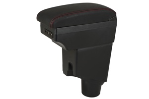 Boîte d'accoudoir de <span class=keywords><strong>voiture</strong></span> <span class=keywords><strong>en</strong></span> cuir PU noir pour Toyota pour Yaris 2018-2022 7 glissière de conception USB et accessoires intérieurs <span class=keywords><strong>en</strong></span> <span class=keywords><strong>bois</strong></span> à double couche - Product Image 4