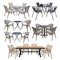 Ensemble de table et chaises en rotin d'extérieur pour cour, restaurant, terrasse, jardin, bureau, café, balcon, salle à manger