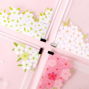 Joytop Tùy Chỉnh Sakura Loạt Nhật Bản Phong Cách Kawaii Cô Gái Mẫu A4 Trong Suốt Nhựa Dây Kéo Túi Tập Tin Thư Mục - Product Image 2