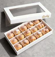Boîte en papier personnalisée pour biscuits et gâteaux avec fenêtre, emballage pour desserts, chocolats, bonbons et pain avec séparateur