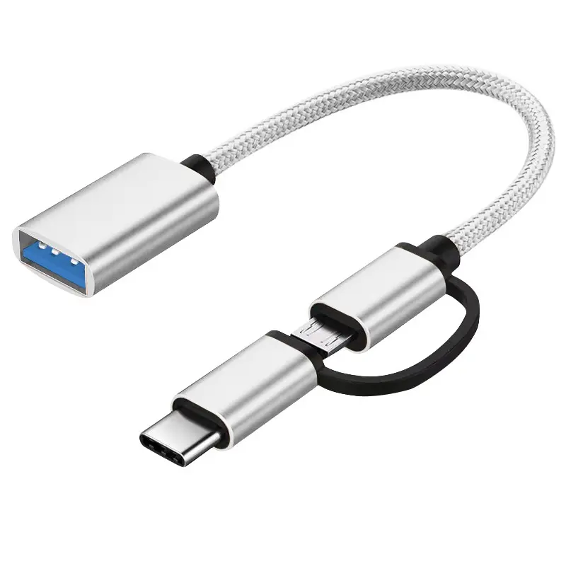 2 ב 1 USB C מיקרו USB זכר לנקבה כבל ממיר עם דיור צבעוני 2 ב 1 USB 2.0 OTG מתאם