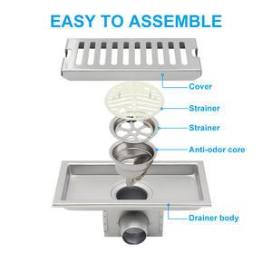 Desagüe de piso de ducha de baño lineal largo Rectangular de acero inoxidable 713015 71301501 - Product Image 5