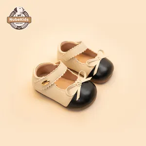 Nieuwe Aankomst Baby Casual Schoenen Op Maat Effen Kleur Flats Antislip Zachte Zool Prinses Jurk Schoenen