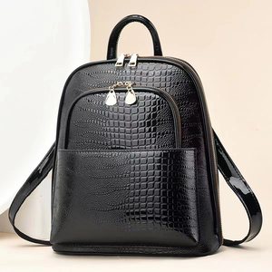 Design <b>Waterproof</b> Lady Laptop <b>School</b> Bag Alligator Leather <b>Backpack</b> Bag 2026 Custom Fashion for Women PU Polyester Zipper 5pcs - Product Image 3