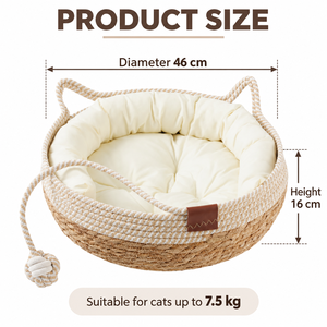 Lit pour <span class=keywords><strong>chat</strong></span> en rotin naturel tissé à la main, résistant à l'usure, écologique, moderne, solide, amusant, tricoté, portable, intérieur/extérieur - Product Image 4
