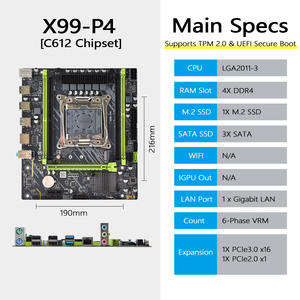 PANDL NUEVO X99-P4 Placa Base para PC de Escritorio, Conjunto Combinado con Intel <span class=keywords><strong>Xeon</strong></span> <span class=keywords><strong>E5</strong></span> 2699 V3, RAM DDR4 ECC, Placa Madre X99 <span class=keywords><strong>2699v3</strong></span> DDR4 - Product Image 3